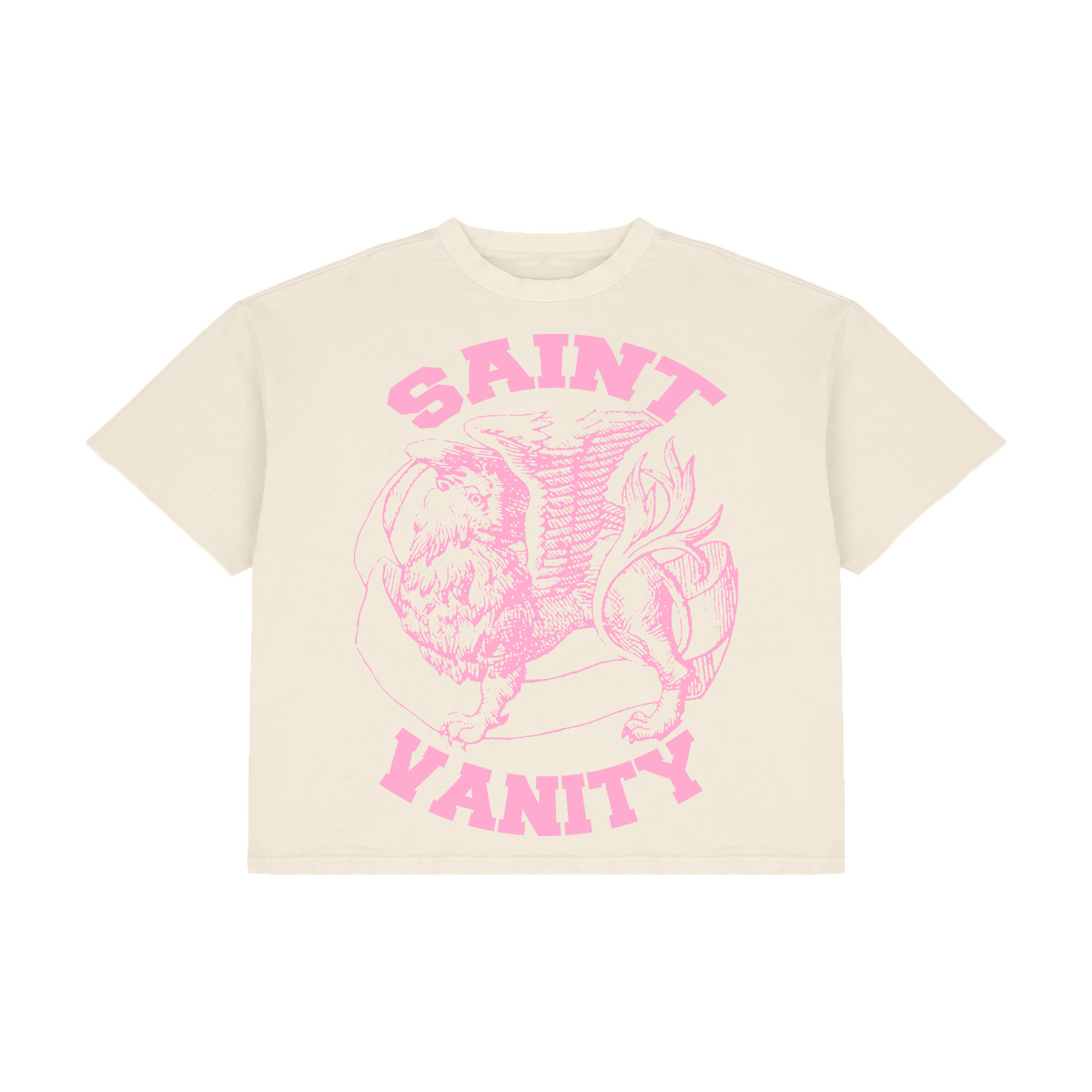 CREAM & PINK GRIFFIN T-SHIRT