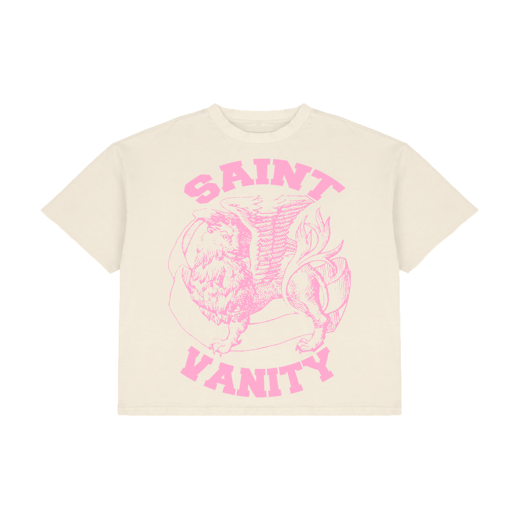 CREAM & PINK GRIFFIN T-SHIRT