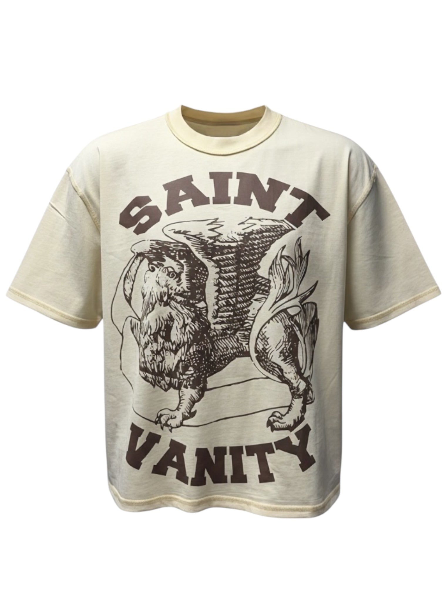CREAM & BROWN GRIFFIN TEE
