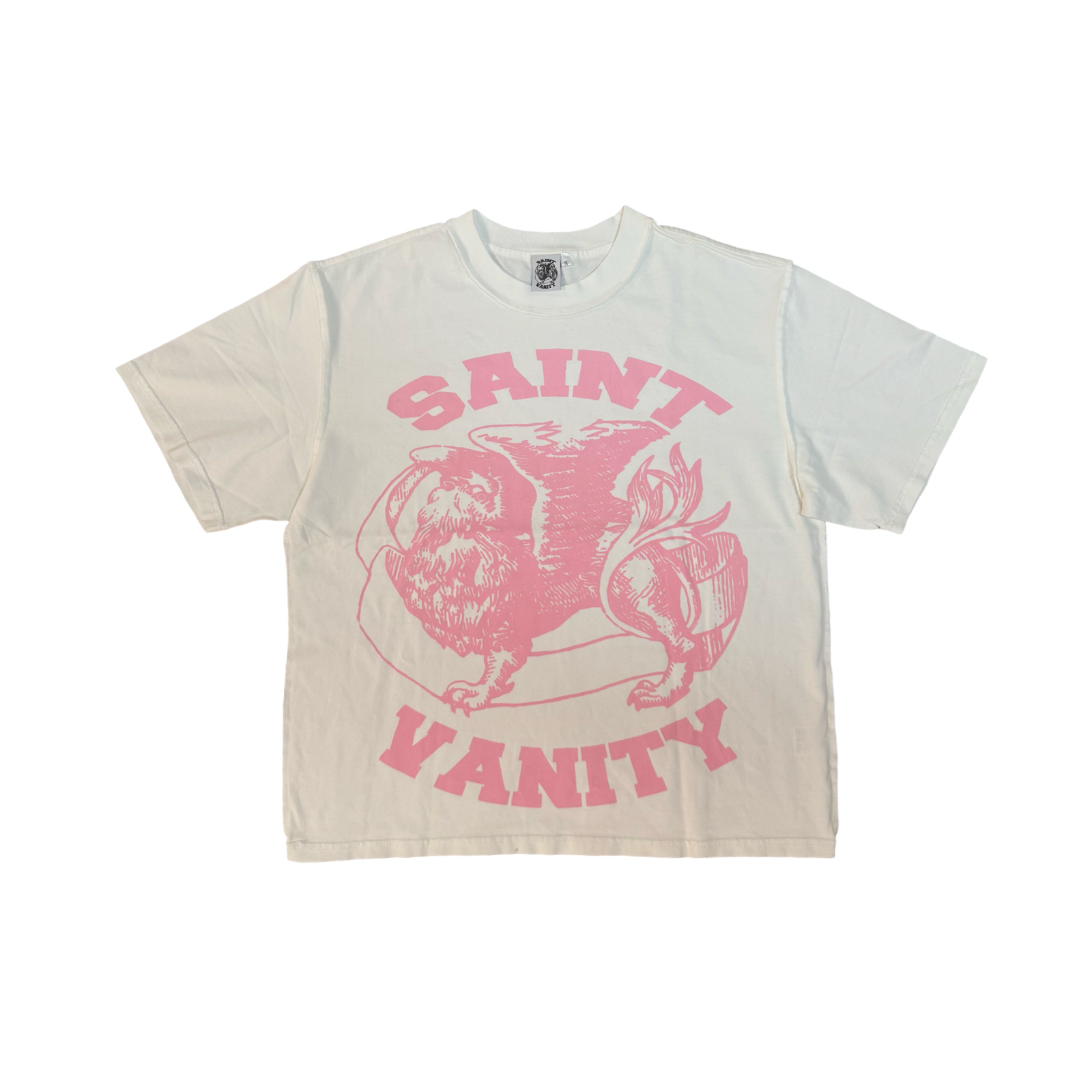 WHITE & PINK SAINT VANITY T-SHIRT