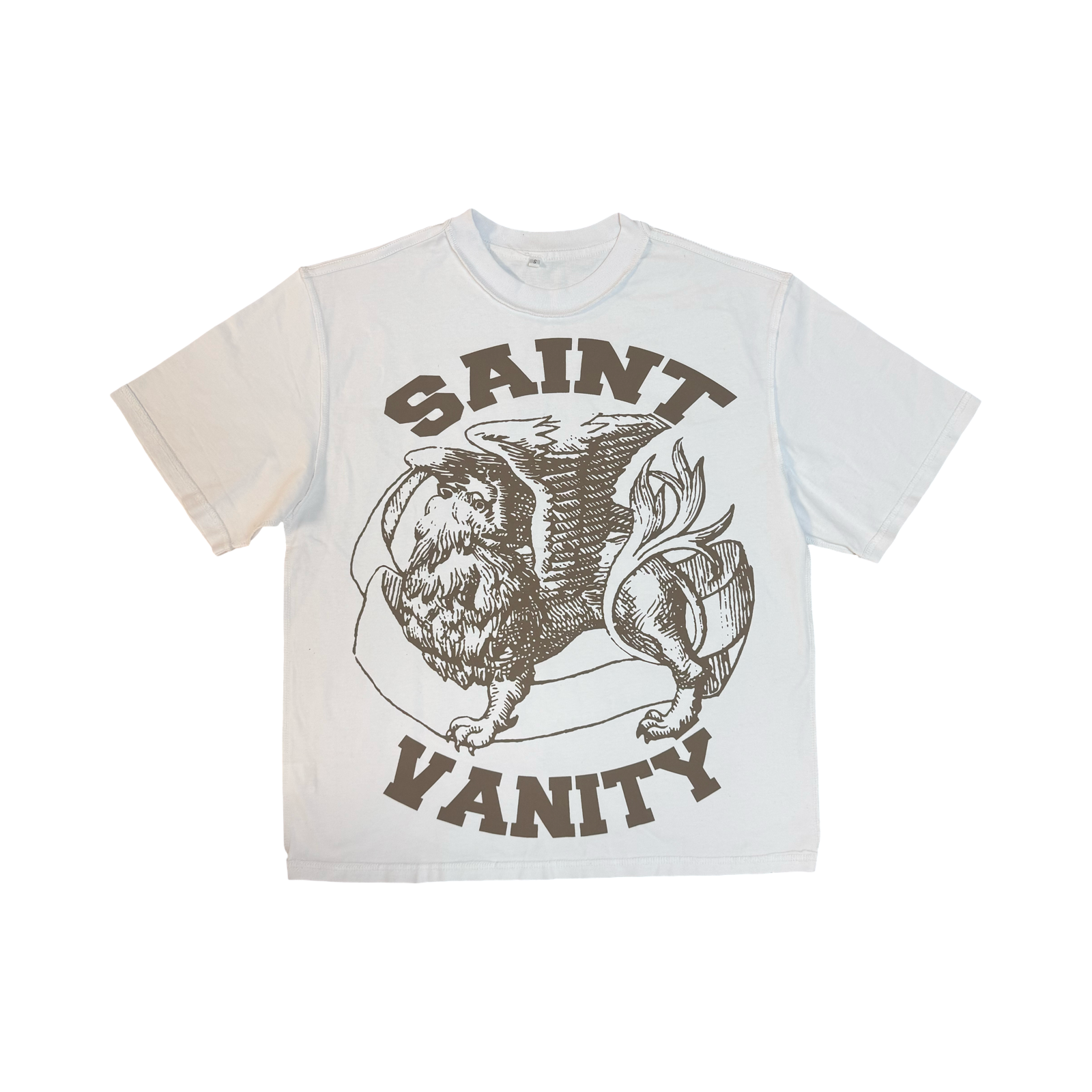 WHITE & BROWN SAINT VANITY T-SHIRT
