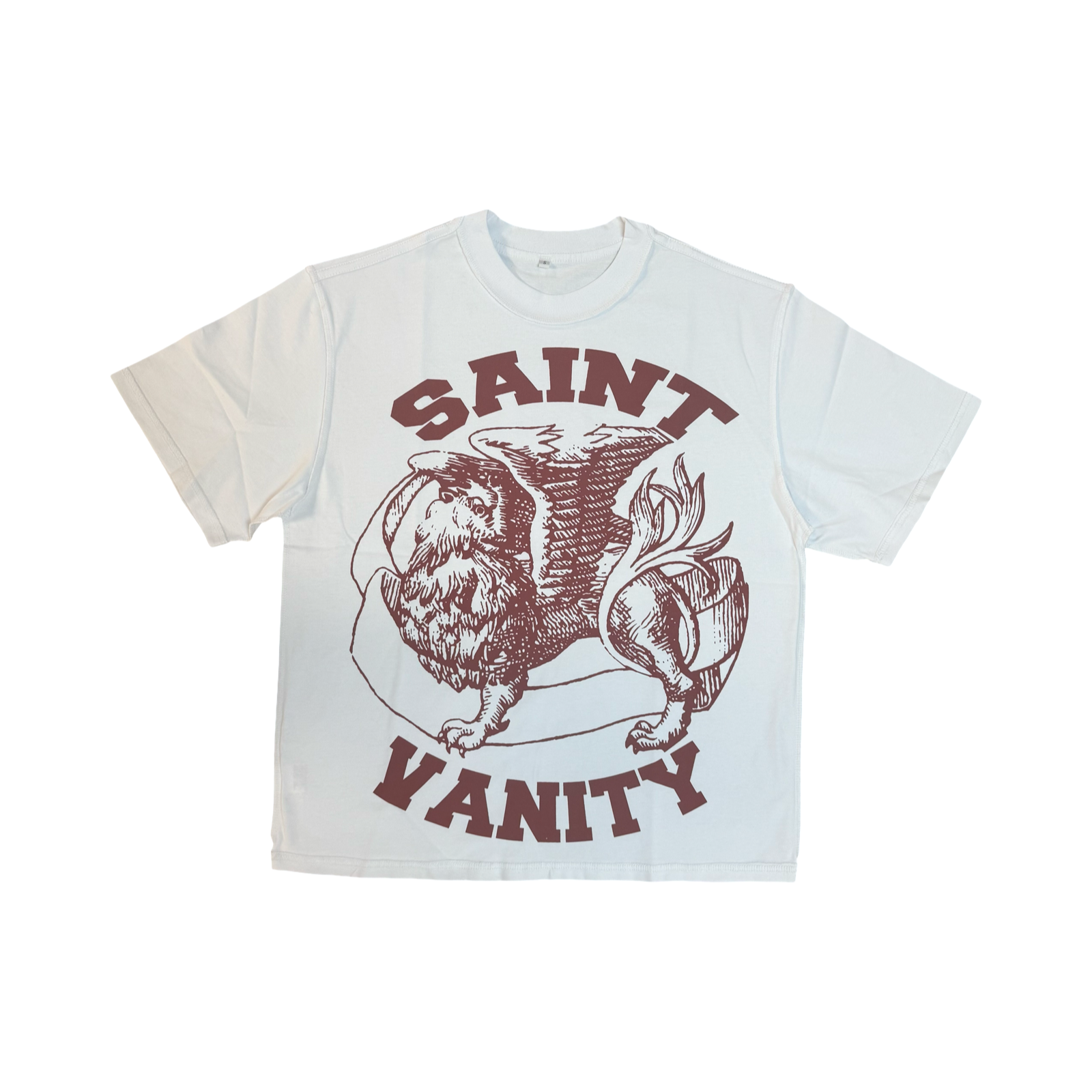 WHITE & CRIMSON SAINT VANITY T-SHIRT